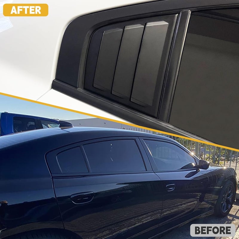 TENGBASE for Dodge Charger 2011-2023 2024 Side Window Shades Cover Blinds, Dodge Charger Window Louver ABS Black (2Pack) - Image 4